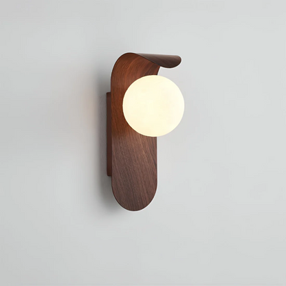 Icar Scandinavian Wood and Glass LED Wall Lamp