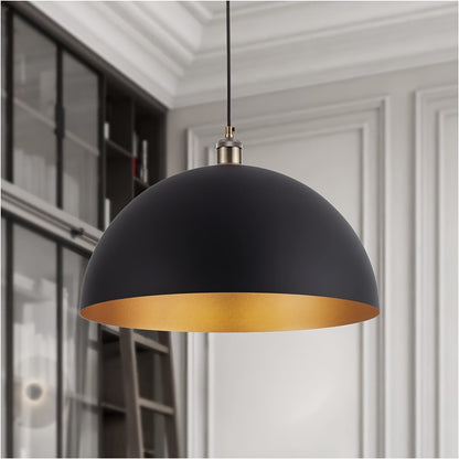 Industrial Black and Gold Dome Pendant