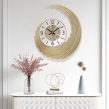 3D Layered Crescent Metal Wall Clock
