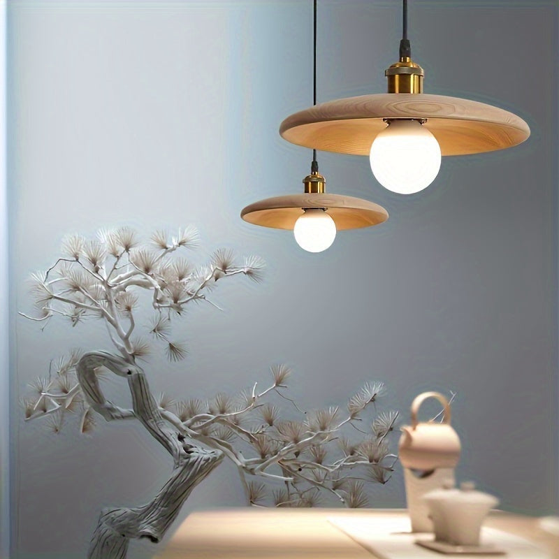 Nordic Solid Wood Semi-Flush Pendant