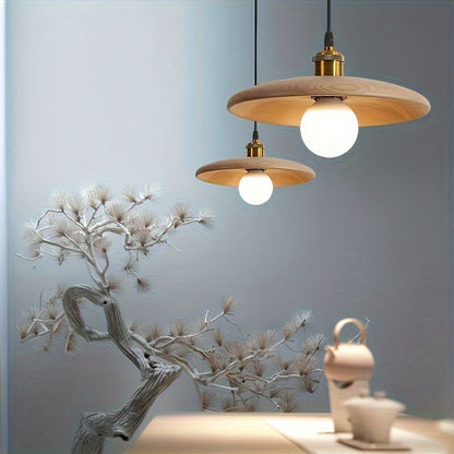 Nordic Solid Wood Semi-Flush Pendant