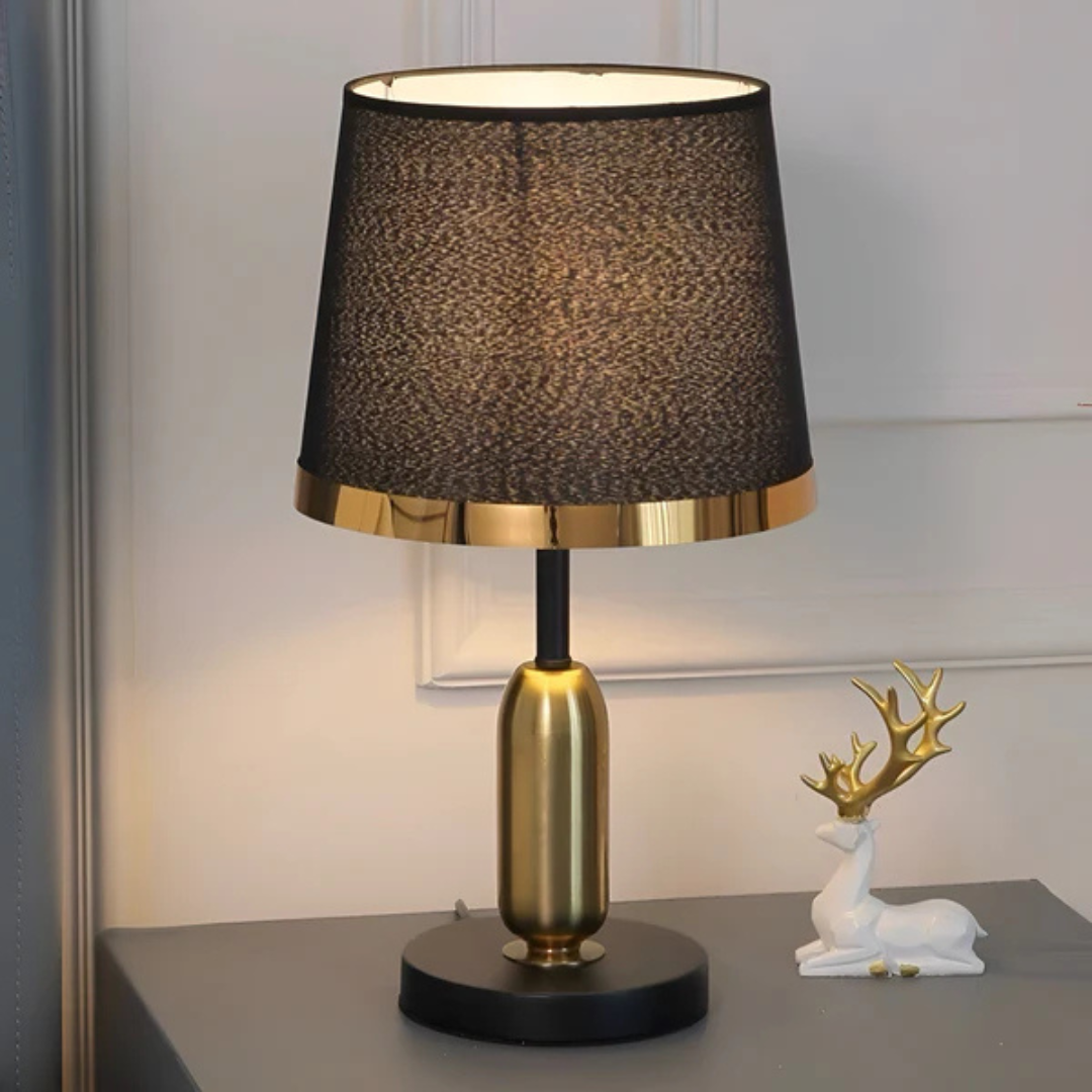 Black and Gold Fabric Shade Table Lamp