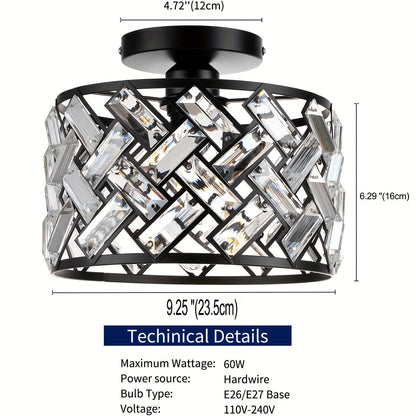 Modern Crystal Lattice Semi Flush Ceiling Light