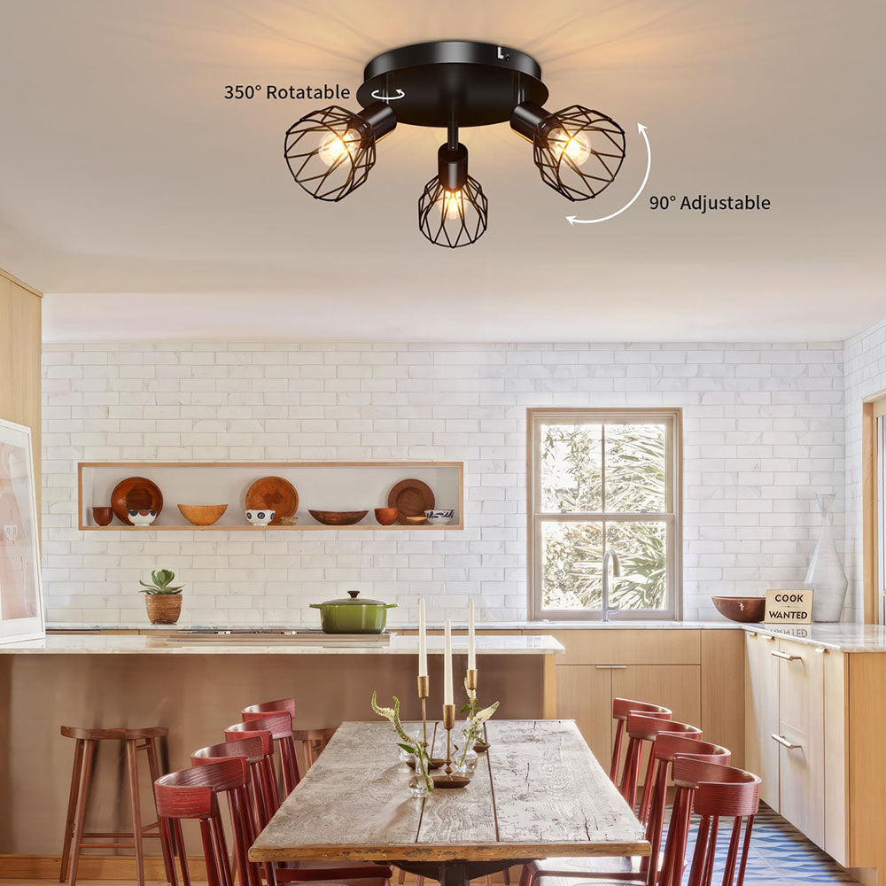 Industrial Adjustable Black Spotlight Ceiling Light | Vintage Functionality