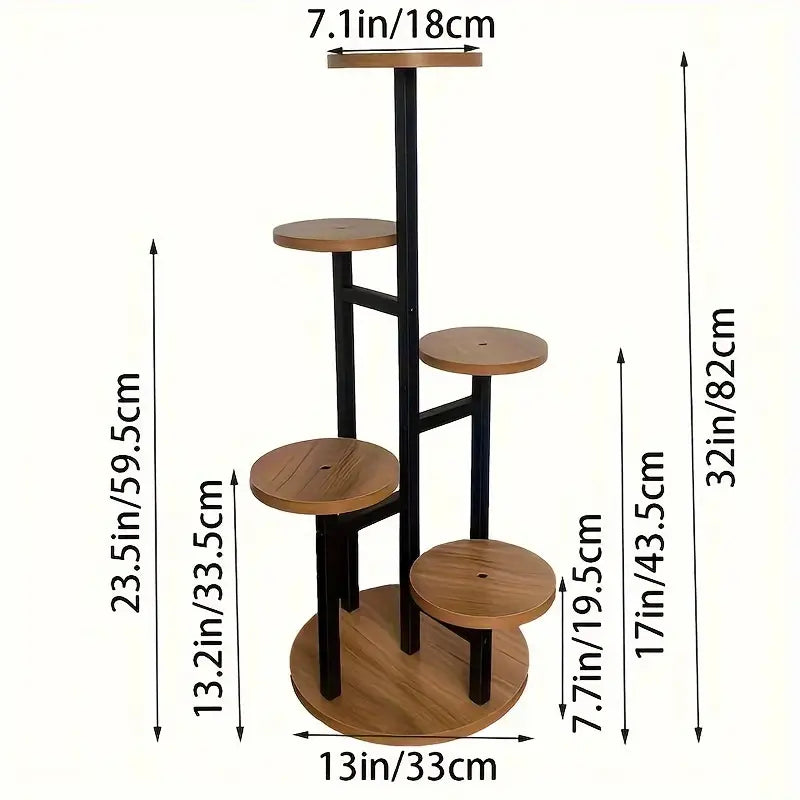 Verdura Six-Tier Round Wooden Plant Stand