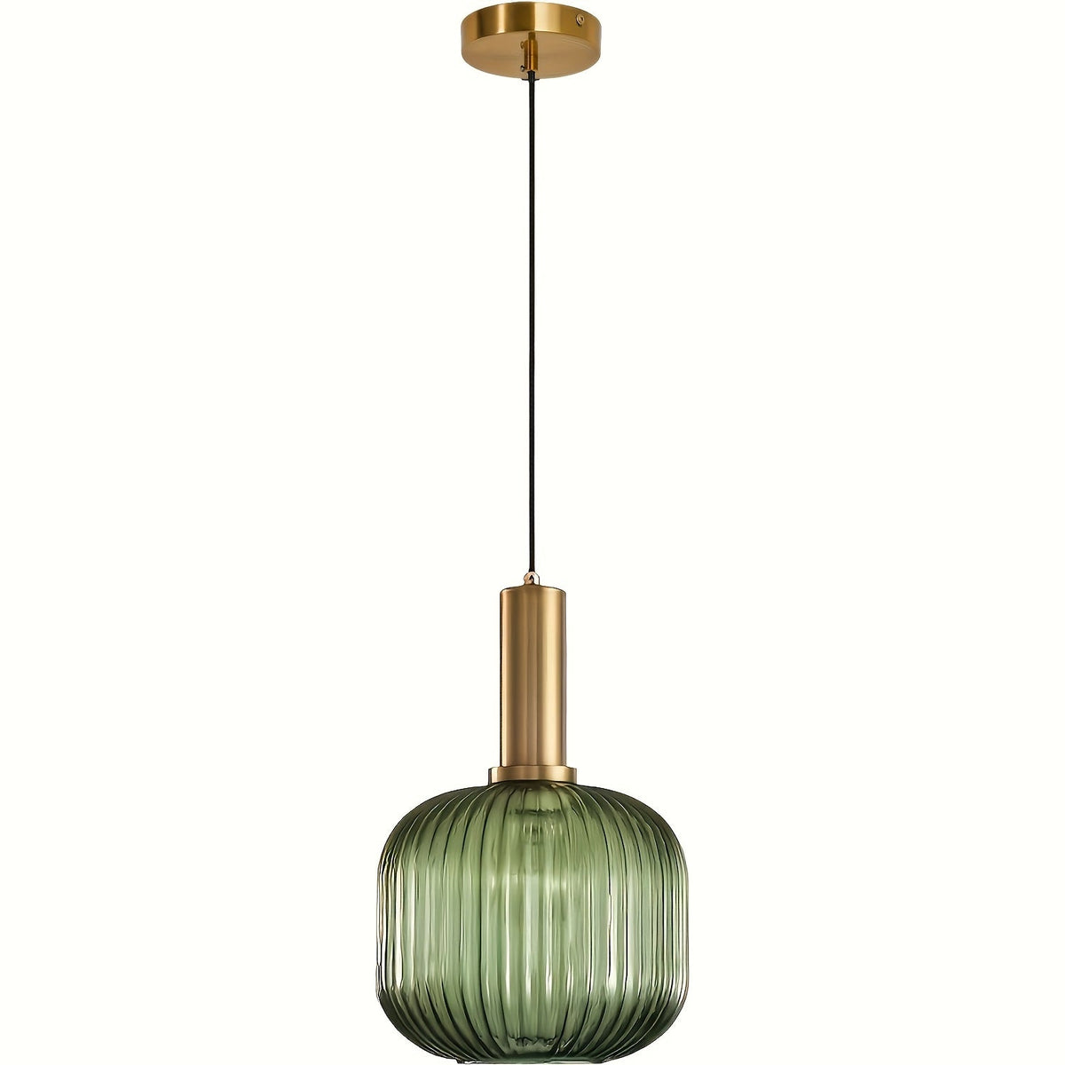 Ribbed Glass Brass Pendant Light