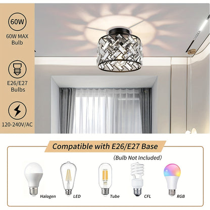Modern Crystal Lattice Semi Flush Ceiling Light