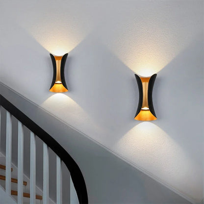 Black and Gold IP65 Up Down Wall Light