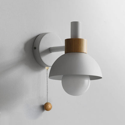 Nordic Wood Accent Pull-Chain Wall Lamp