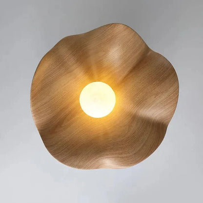 Scandinavian Wooden Lotus Resin Ceiling Light