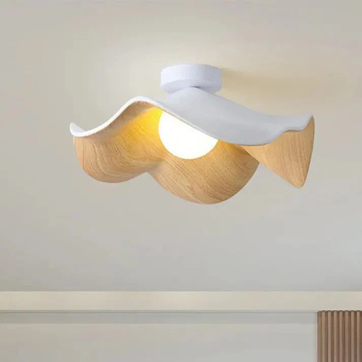 Scandinavian Wooden Lotus Resin Ceiling Light