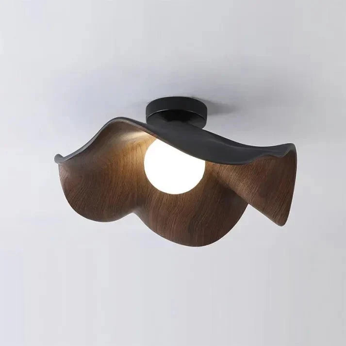 Scandinavian Wooden Lotus Resin Ceiling Light