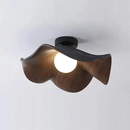 Scandinavian Wooden Lotus Resin Ceiling Light