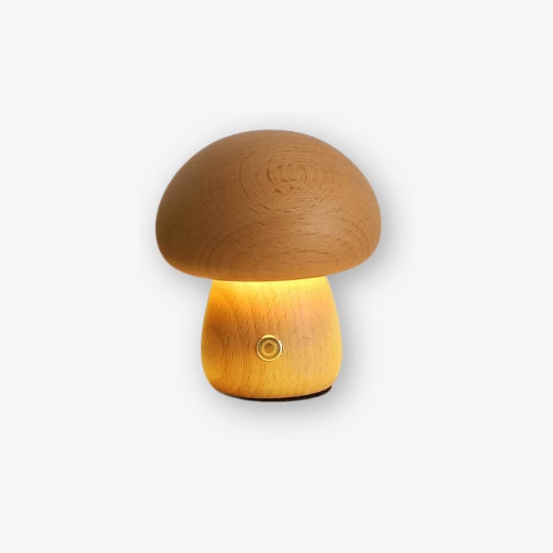 Portobello Mushroom Lamp | Natural Wood Rechargeable Night Light