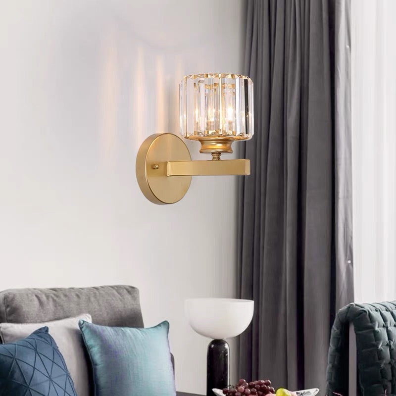 Faceted Crystal and Iron Wall Sconce