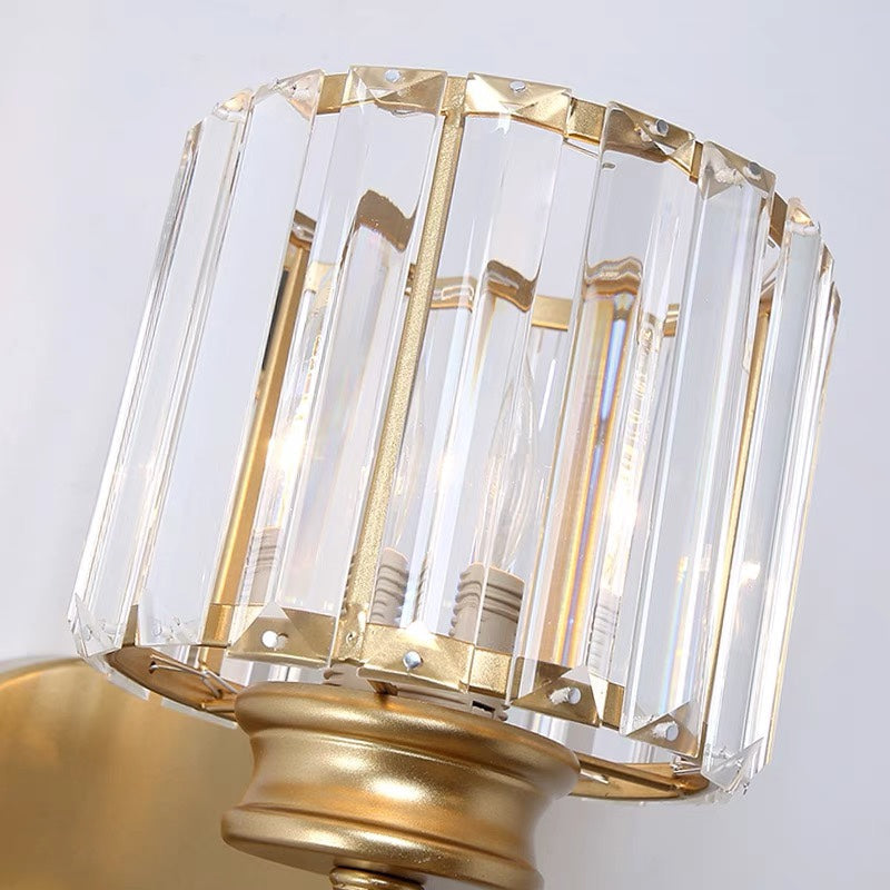 Faceted Crystal and Iron Wall Sconce