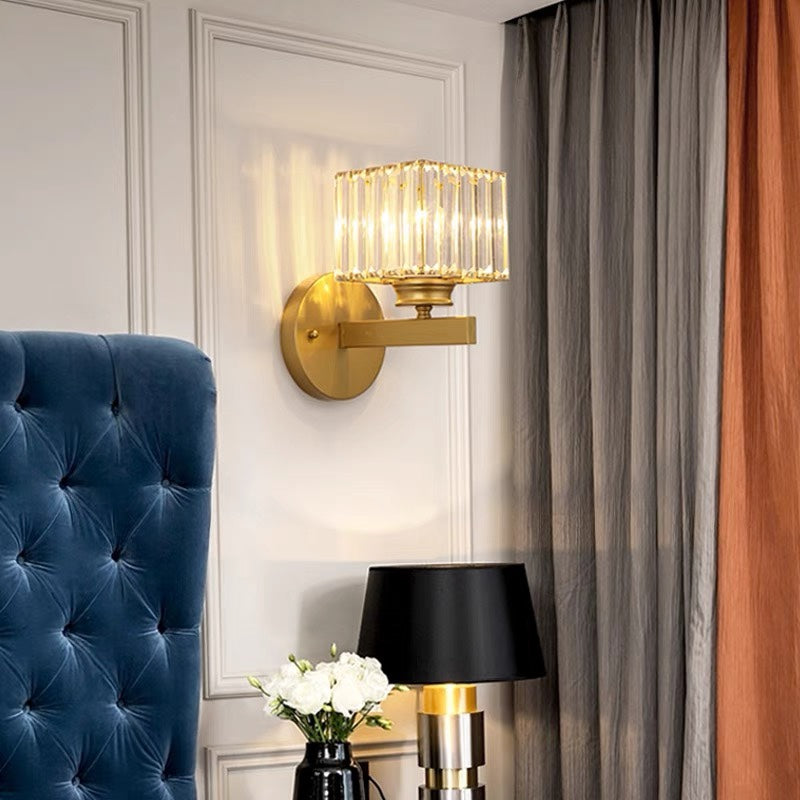 Faceted Crystal and Iron Wall Sconce