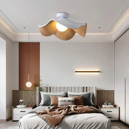 Scandinavian Wooden Lotus Resin Ceiling Light
