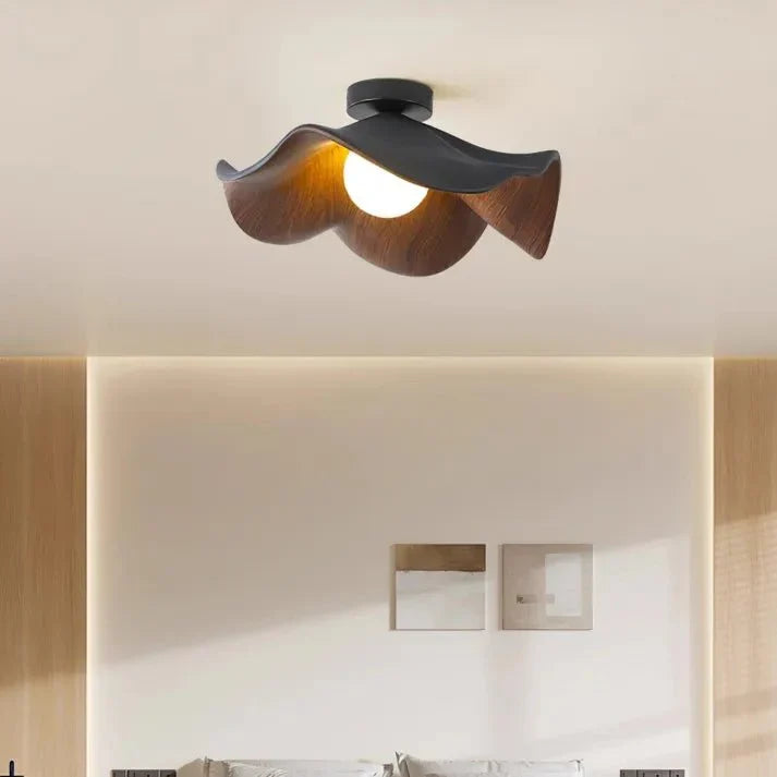 Scandinavian Wooden Lotus Resin Ceiling Light