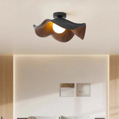 Scandinavian Wooden Lotus Resin Ceiling Light