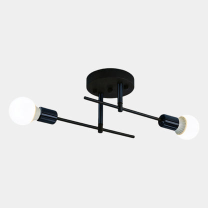 Black and Gold 2-Light Flush Ceiling Lamp