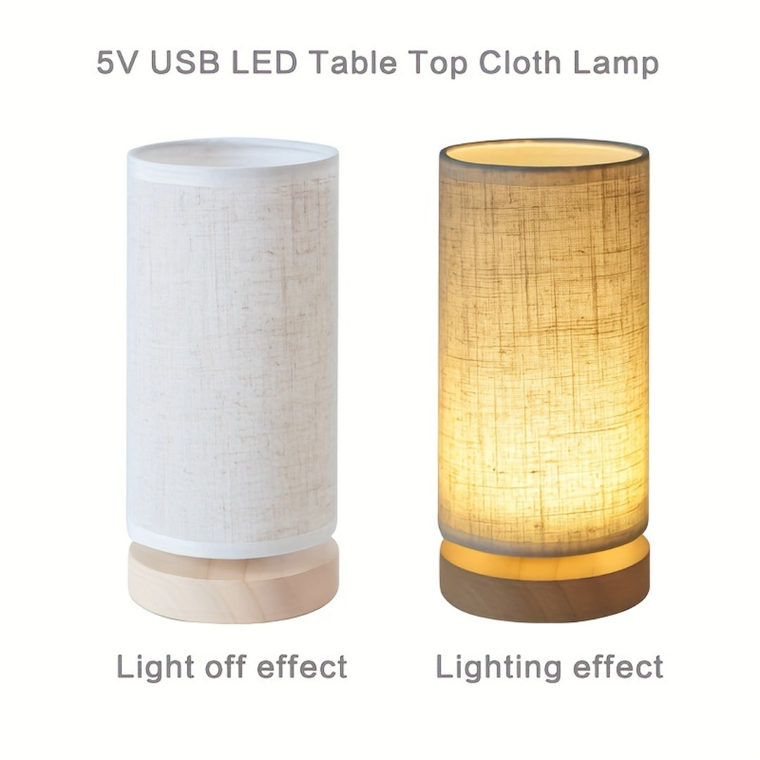 Modern Wooden Table Lamp | USB Powered Bedside Light