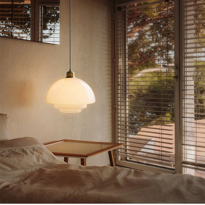 Mid-Century Milky White Glass Pendant