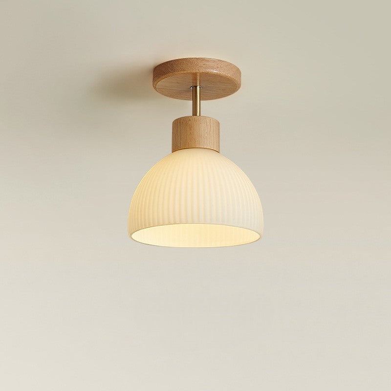 Ailse Wood and Frosted Glass Ceiling Lamp