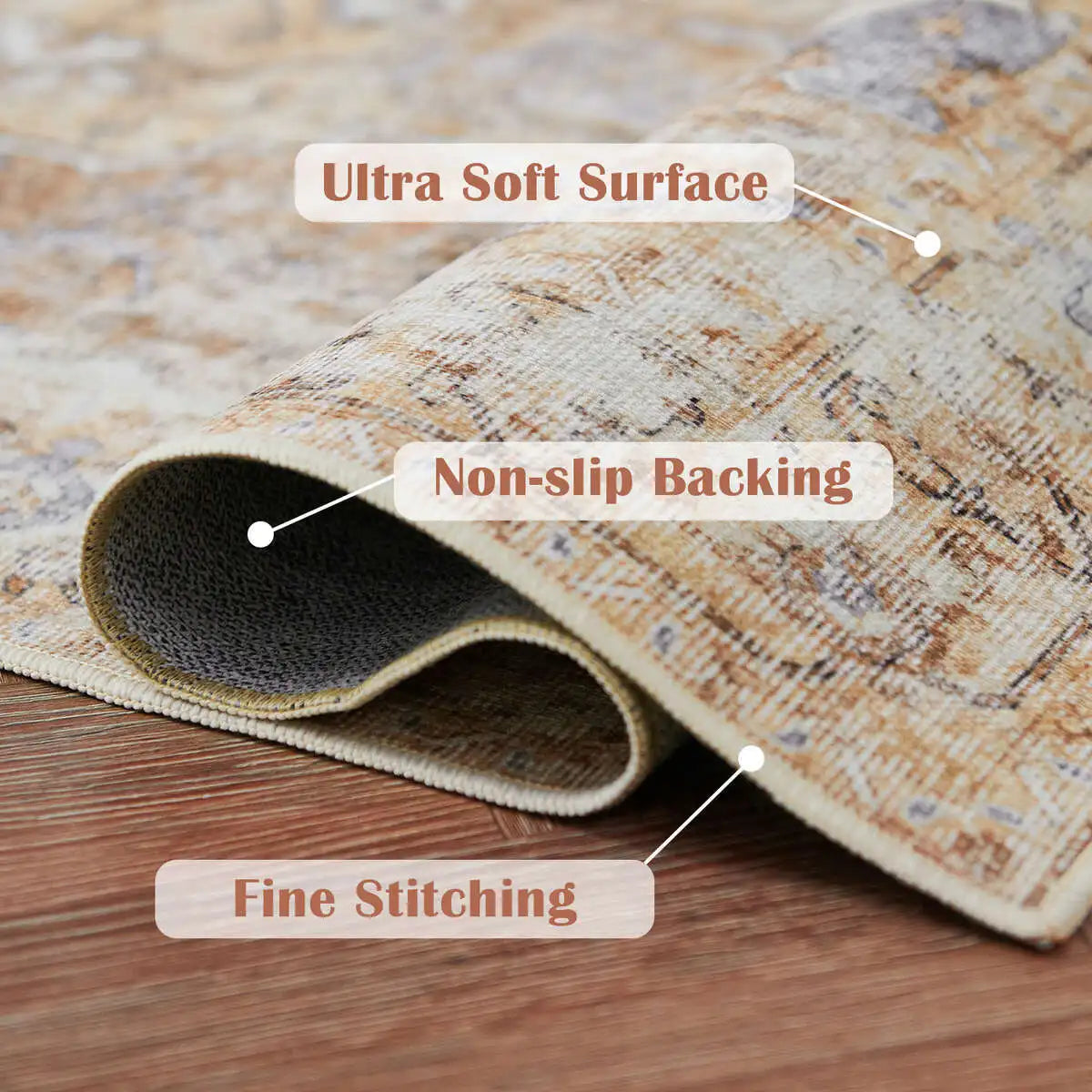 Heritage Medallion Foldable Non-Slip Area Rug