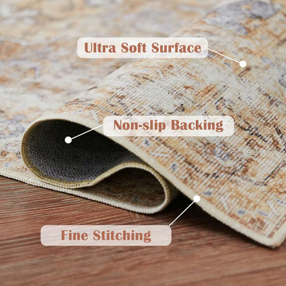 Heritage Medallion Foldable Non-Slip Area Rug