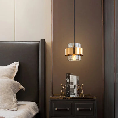 Nordic Smoked Glass Brass Cylinder Pendant