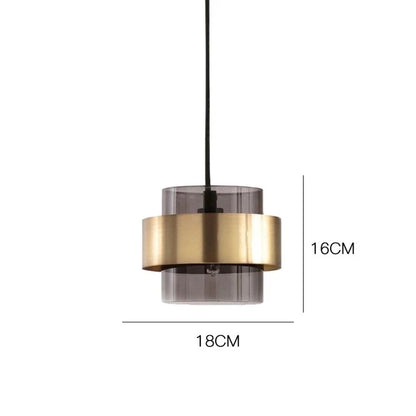 Nordic Smoked Glass Brass Cylinder Pendant