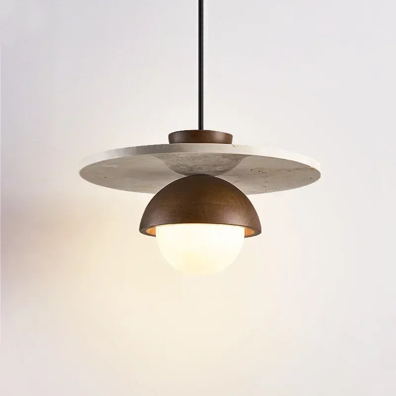 Denmark Pendant Light | Walnut & Stone LED Chandelier