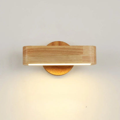 Japanese Rotating Wood Wall Lamp