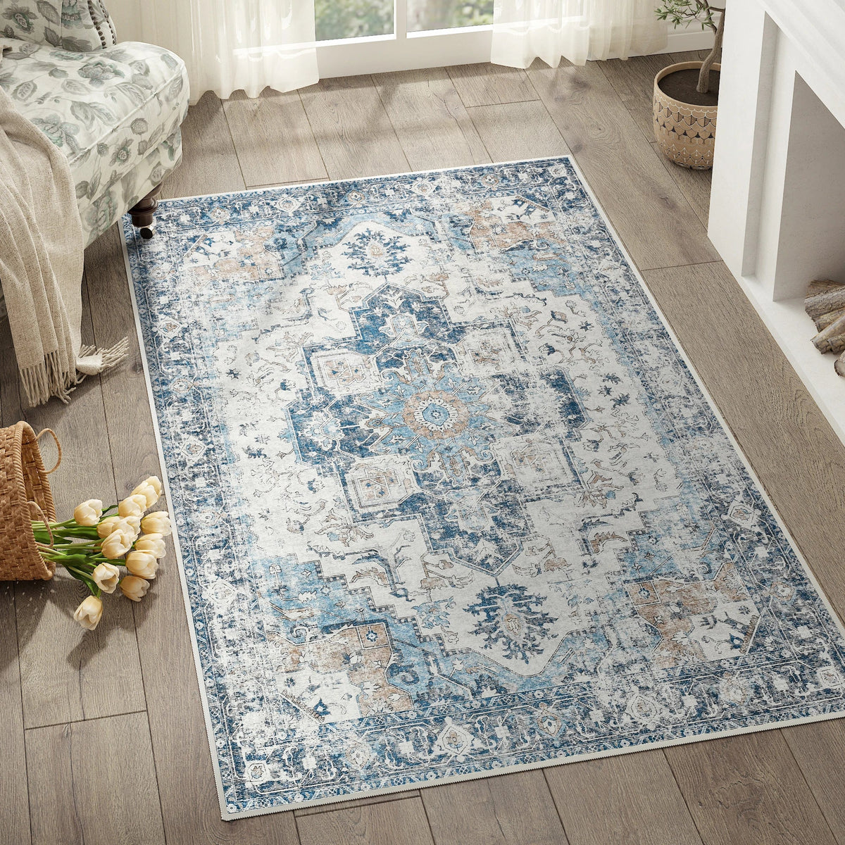Heritage Medallion Foldable Non-Slip Area Rug