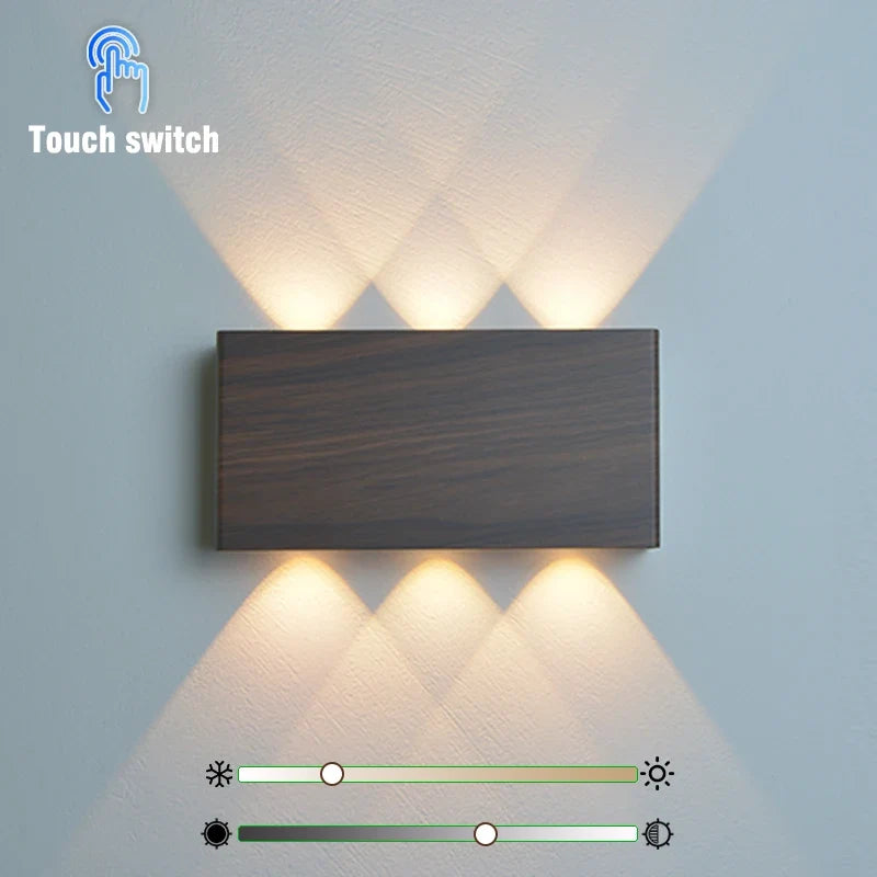 LumiBlock Rechargeable Wall Lamp | Minimalist Wood-Grain Design