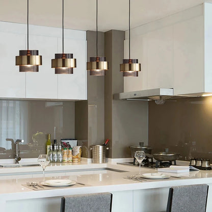Nordic Smoked Glass Brass Cylinder Pendant