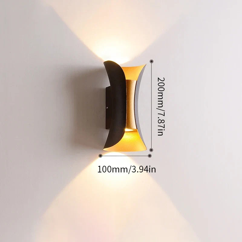 Black and Gold IP65 Up Down Wall Light