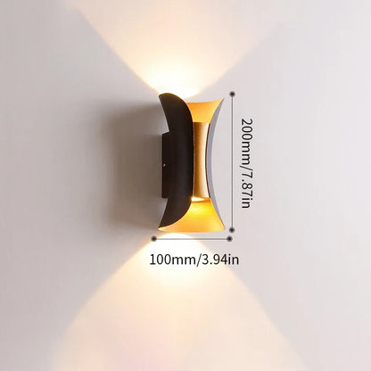 Black and Gold IP65 Up Down Wall Light