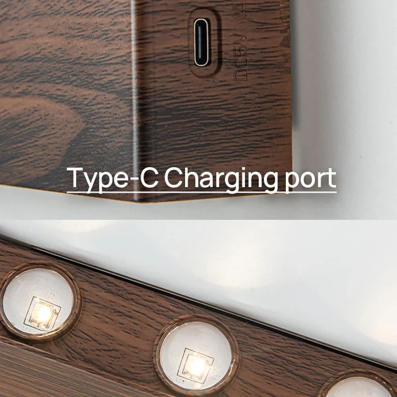 LumiBlock Rechargeable Wall Lamp | Minimalist Wood-Grain Design