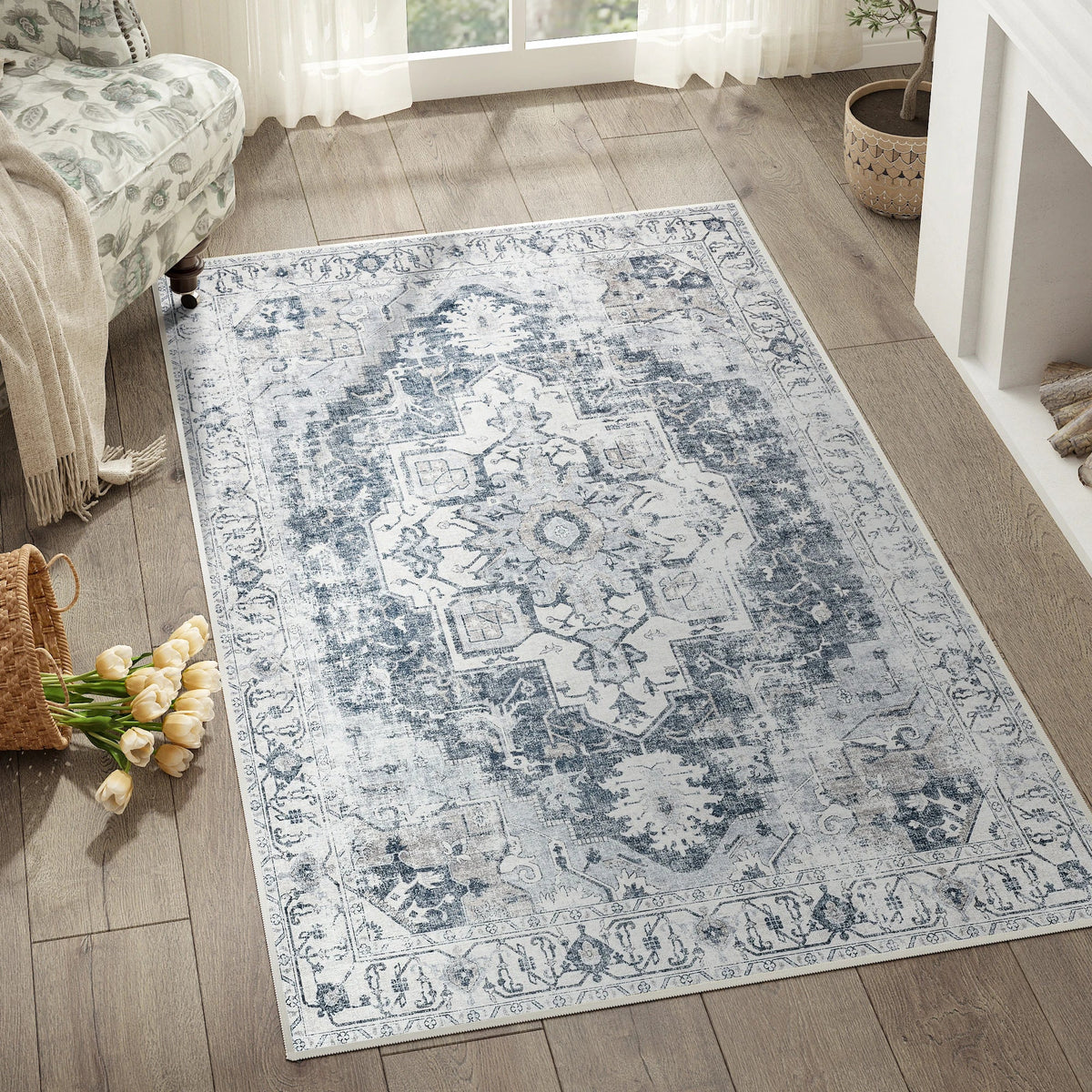 Heritage Medallion Foldable Non-Slip Area Rug