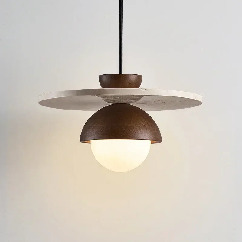 Denmark Pendant Light | Walnut & Stone LED Chandelier