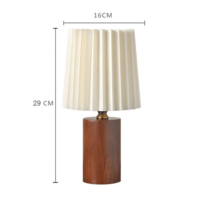 Medieval Pleated Shade Wood Base Table Lamp