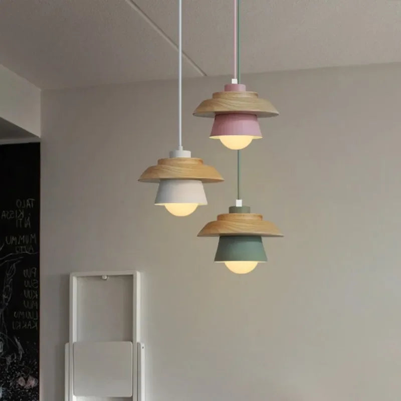Nordic Wood Macaron Colour Pendant Light