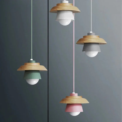 Nordic Wood Macaron Colour Pendant Light