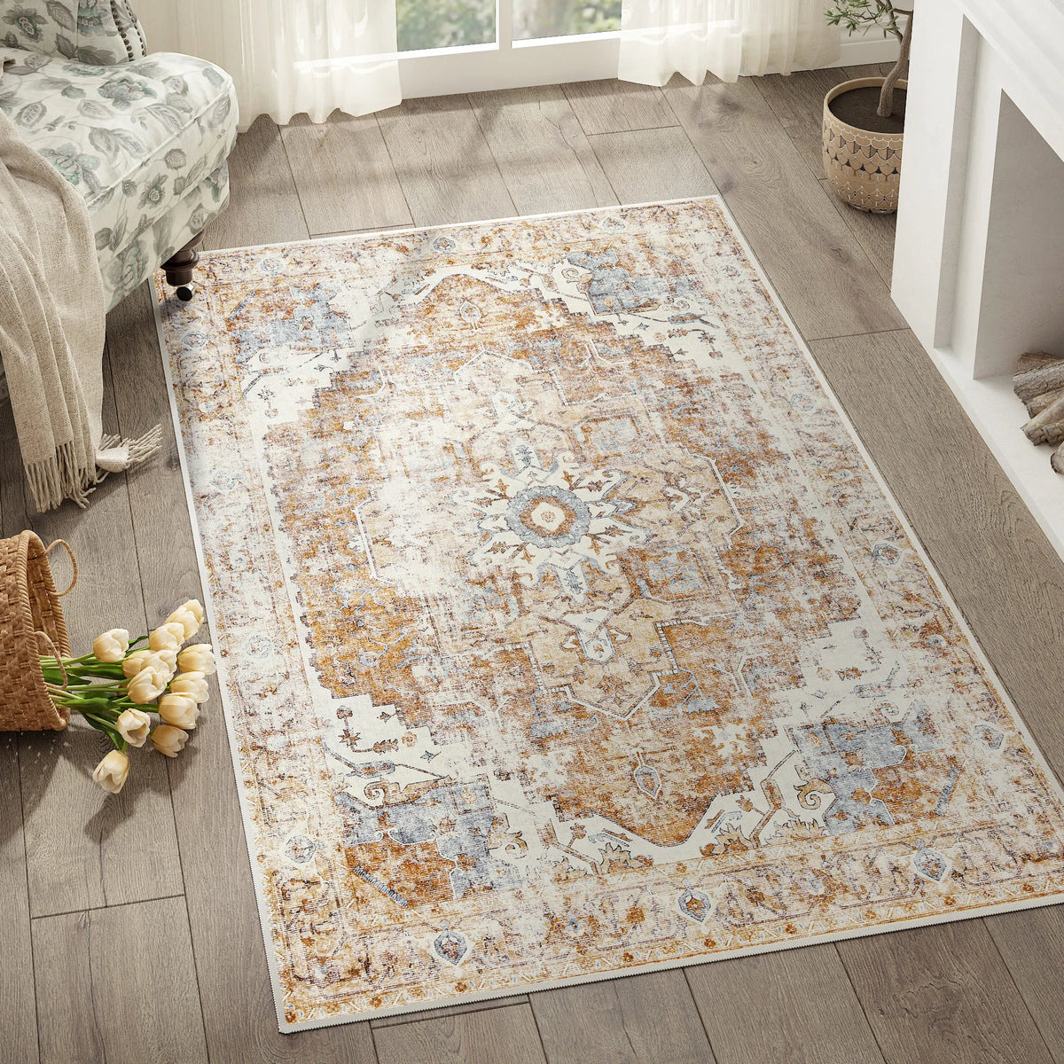 Heritage Medallion Foldable Non-Slip Area Rug