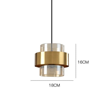 Nordic Smoked Glass Brass Cylinder Pendant