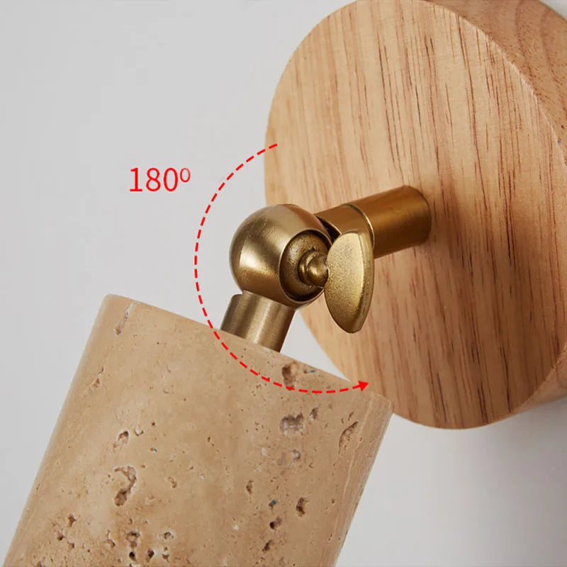 Huangdong Travertine Wood Wall Lamp