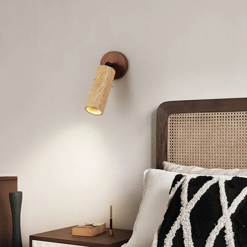 Huangdong Travertine Wood Wall Lamp