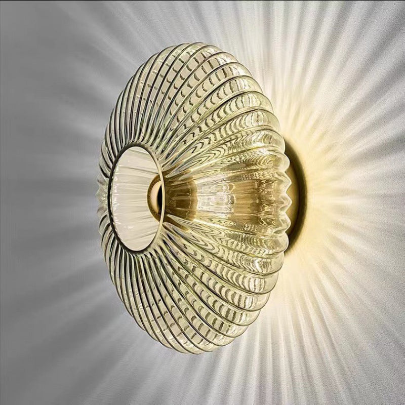 Ribbed Glass Disc Wall Sconce